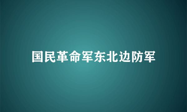 什么是国民革命军东北边防军