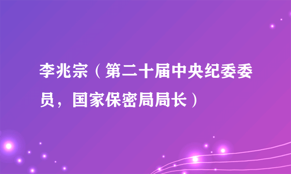 什么是李兆宗（第二十届中央纪委委员，国家保密局局长）