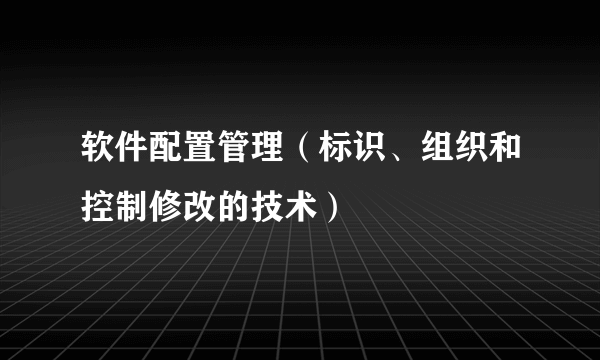 软件配置管理（标识、组织和控制修改的技术）