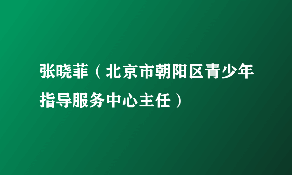 张晓菲（北京市朝阳区青少年指导服务中心主任）