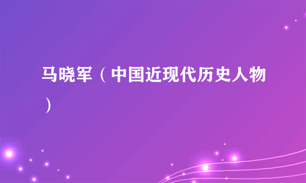 什么是马晓军（中国近现代历史人物）