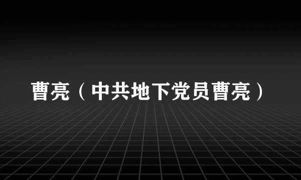 什么是曹亮（中共地下党员曹亮）