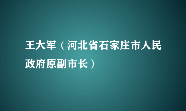 什么是王大军（河北省石家庄市人民政府原副市长）