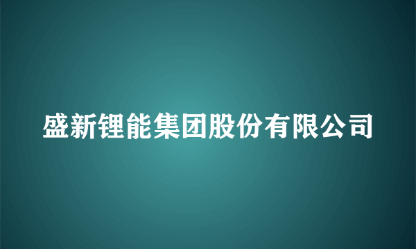 盛新锂能集团股份有限公司