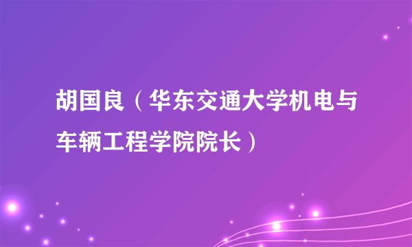 胡国良（华东交通大学机电与车辆工程学院院长）