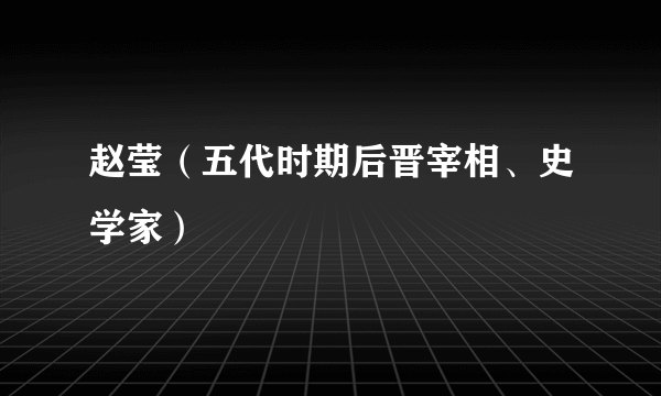 什么是赵莹（五代时期后晋宰相、史学家）