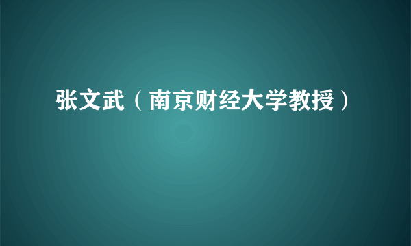 张文武（南京财经大学教授）