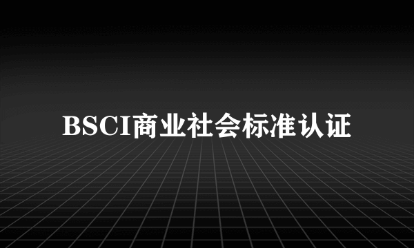 BSCI商业社会标准认证