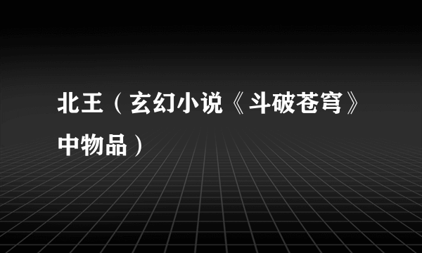 什么是北王（玄幻小说《斗破苍穹》中物品）