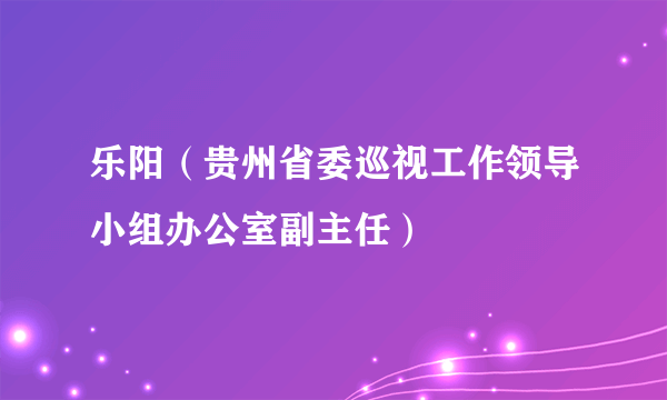 乐阳（贵州省委巡视工作领导小组办公室副主任）