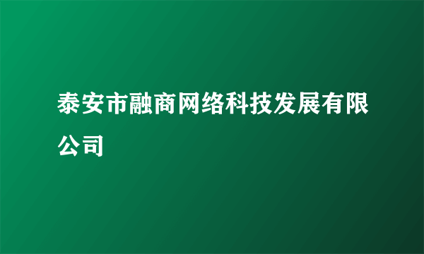 什么是泰安市融商网络科技发展有限公司