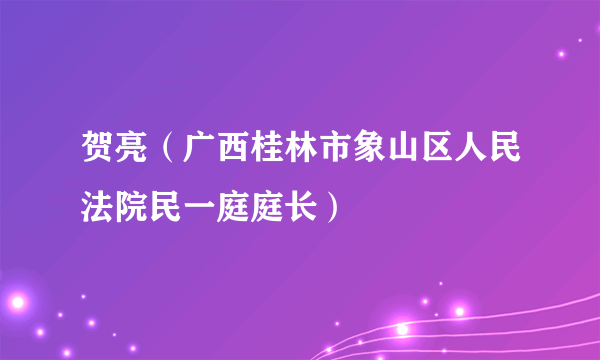 贺亮（广西桂林市象山区人民法院民一庭庭长）