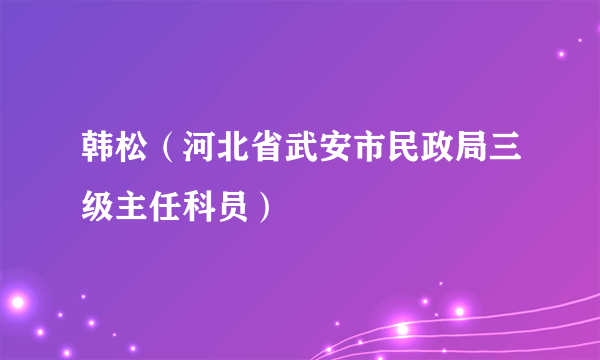 韩松（河北省武安市民政局三级主任科员）