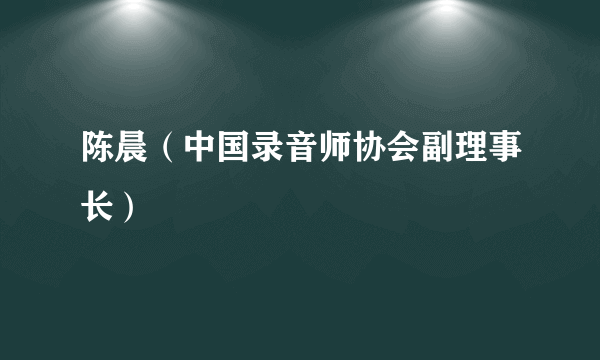 什么是陈晨（中国录音师协会副理事长）