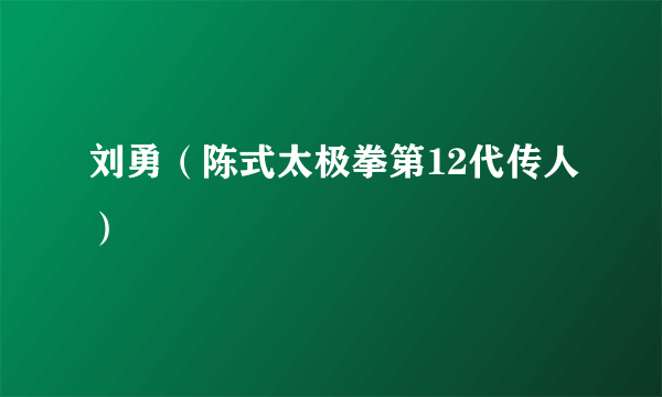 什么是刘勇（陈式太极拳第12代传人）