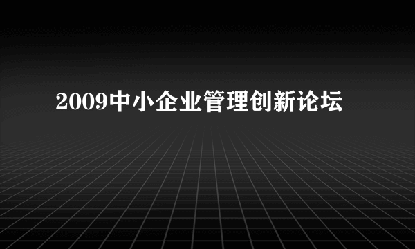 2009中小企业管理创新论坛