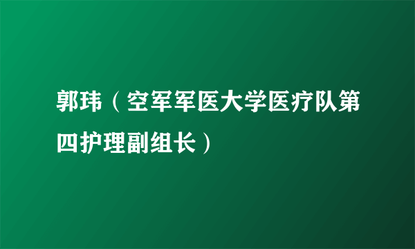 郭玮（空军军医大学医疗队第四护理副组长）