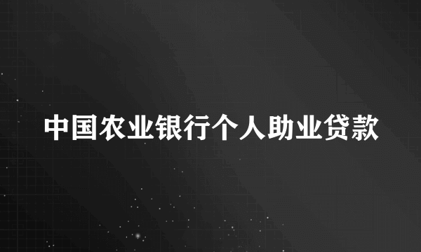 中国农业银行个人助业贷款