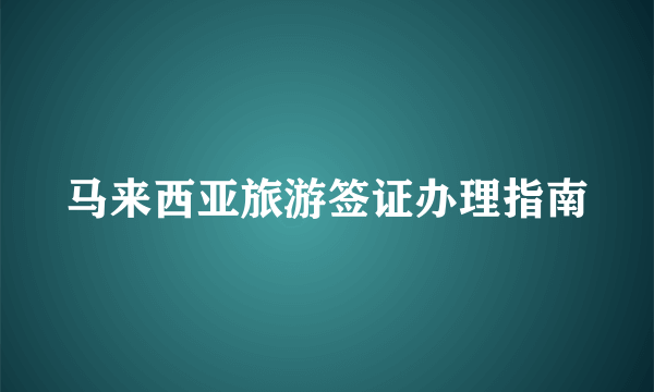 马来西亚旅游签证办理指南