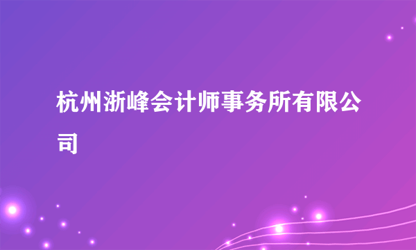 什么是杭州浙峰会计师事务所有限公司