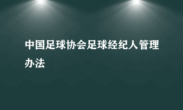 什么是中国足球协会足球经纪人管理办法