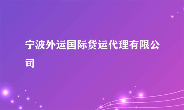 宁波外运国际货运代理有限公司