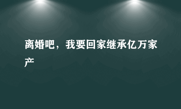 离婚吧，我要回家继承亿万家产