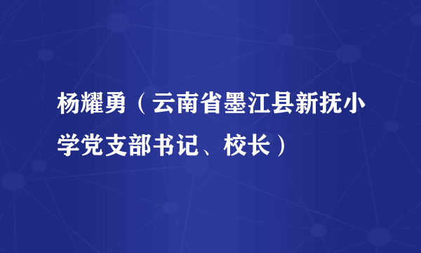 杨耀勇（云南省墨江县新抚小学党支部书记、校长）