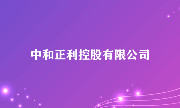 什么是中和正利控股有限公司