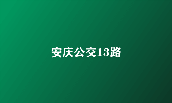 什么是安庆公交13路