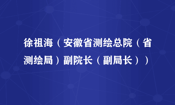 徐祖海（安徽省测绘总院（省测绘局）副院长（副局长））