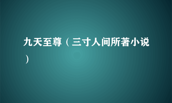 九天至尊（三寸人间所著小说）