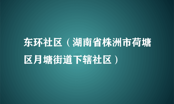 东环社区（湖南省株洲市荷塘区月塘街道下辖社区）