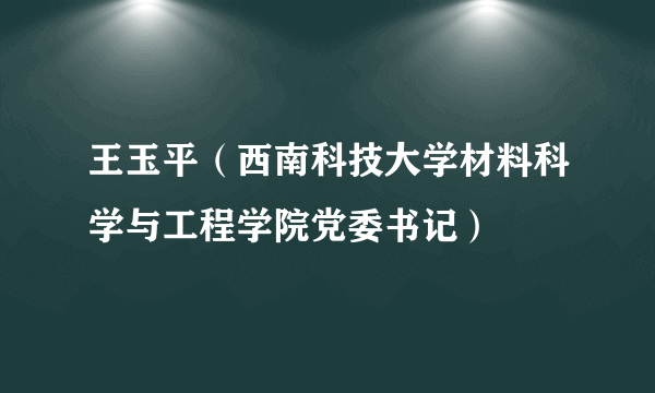 王玉平（西南科技大学材料科学与工程学院党委书记）