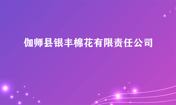 什么是伽师县银丰棉花有限责任公司