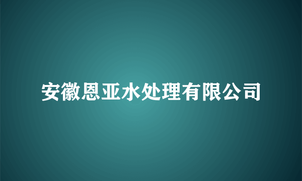 安徽恩亚水处理有限公司