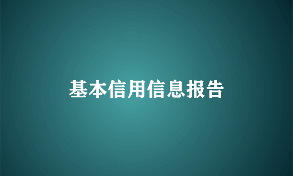 基本信用信息报告