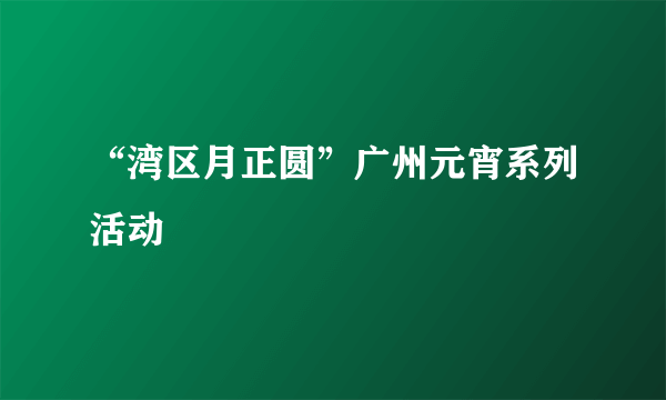 “湾区月正圆”广州元宵系列活动