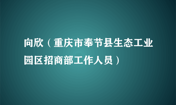 向欣（重庆市奉节县生态工业园区招商部工作人员）