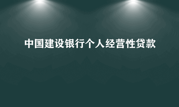 什么是中国建设银行个人经营性贷款