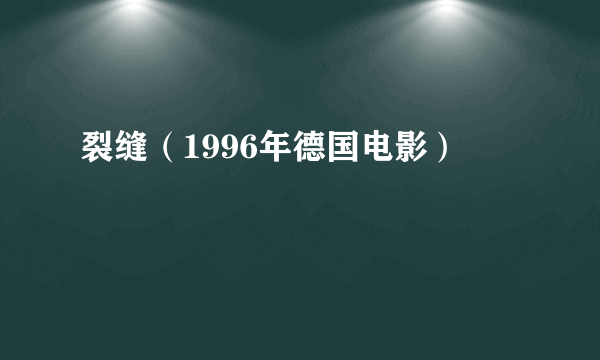 什么是裂缝（1996年德国电影）