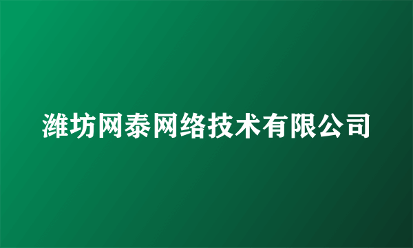 潍坊网泰网络技术有限公司