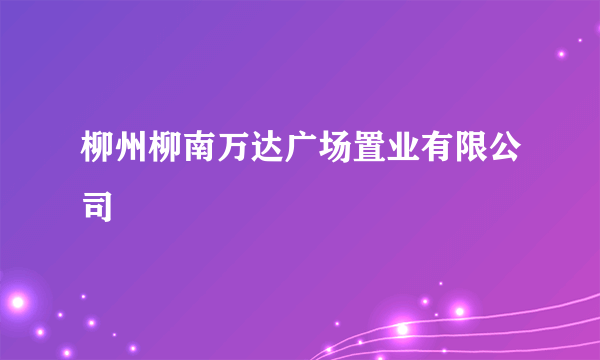 什么是柳州柳南万达广场置业有限公司