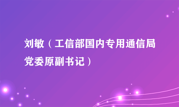 刘敏（工信部国内专用通信局党委原副书记）