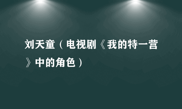 刘天童（电视剧《我的特一营》中的角色）