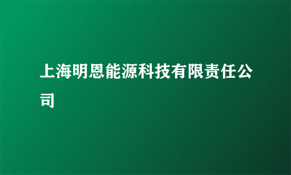 什么是上海明恩能源科技有限责任公司