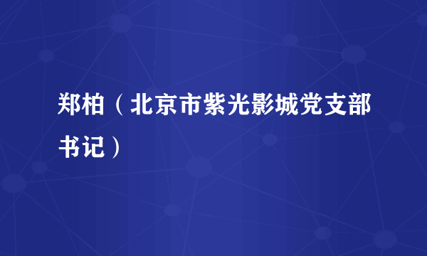 什么是郑柏（北京市紫光影城党支部书记）