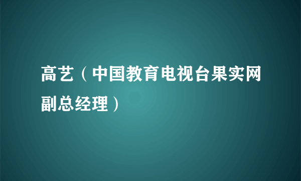 高艺（中国教育电视台果实网副总经理）