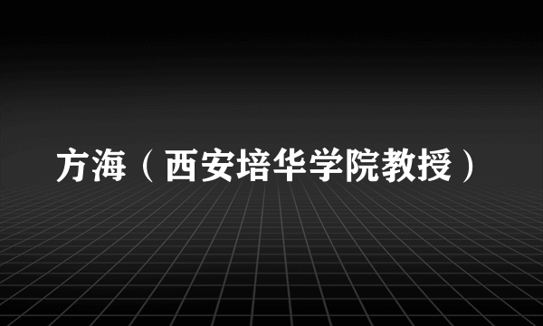 什么是方海（西安培华学院教授）