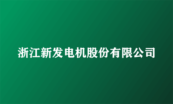 浙江新发电机股份有限公司